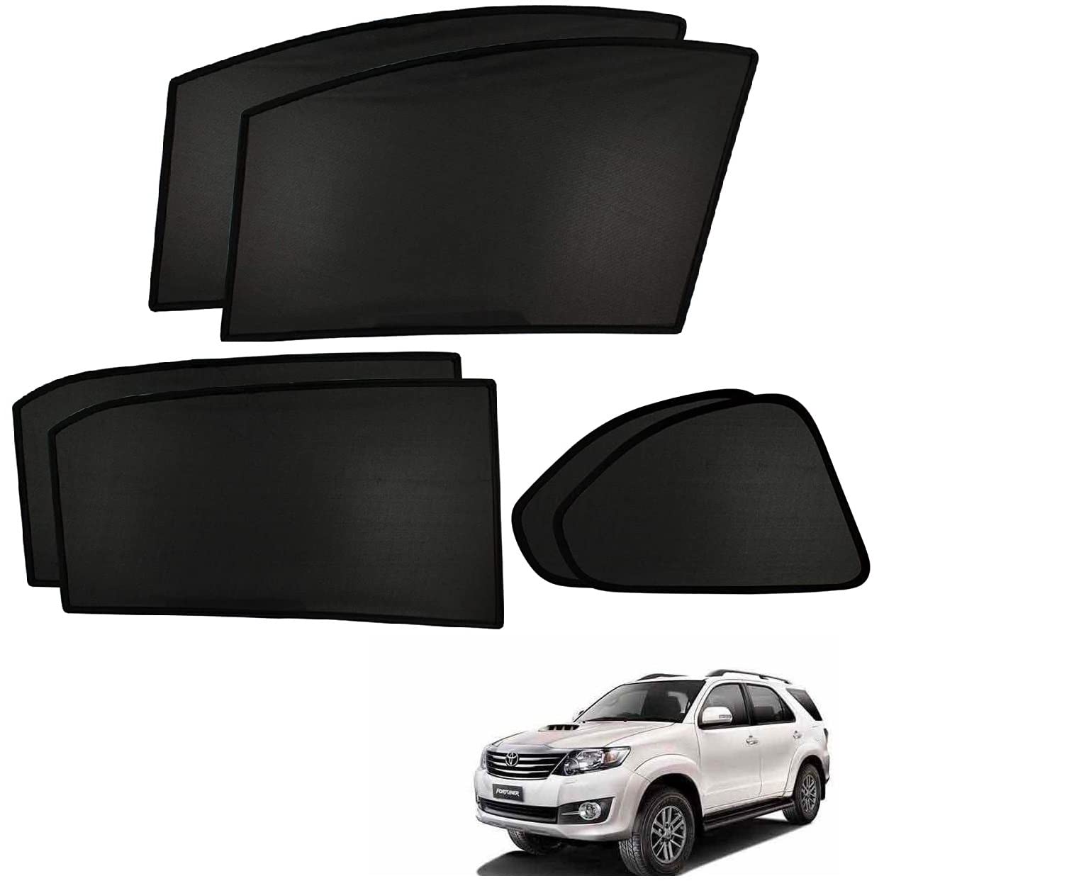 Auto Addict Fix Car Window Sunshades (Side Windows,Non Magnetic) for Fortuner Old (2008-2015)