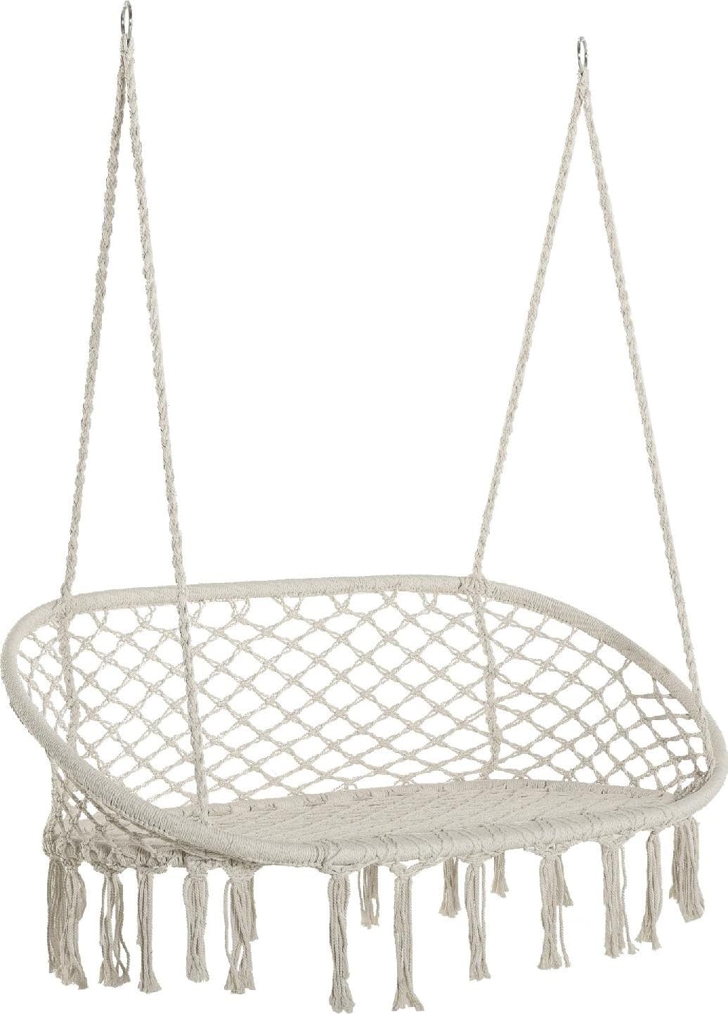 Poltrona Sospesa da Giardino Sedia Sospesa Dimensioni 130x75x40 cm in Metallo/Cotone Colore Crema