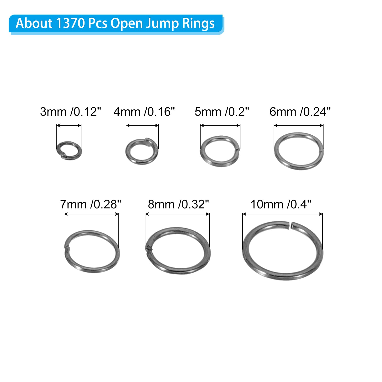 PATIKIL Jewelry Making Accessories Set, 4-10mm Open Jump Rings for Bracelet Necklace Making Findings Jewelry DIY, Blue Black - Image 2