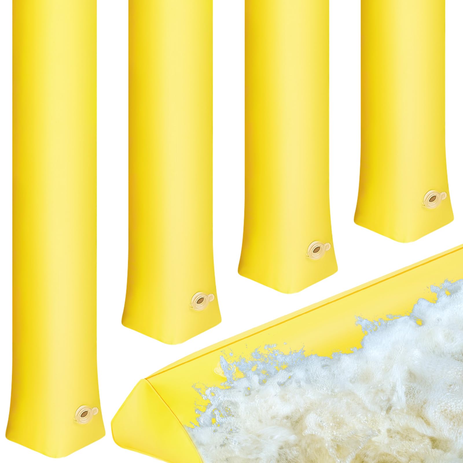 Amylove 4 barreras inflables de PVC para el hogar, reutilizables, para garaje, prevención de inundaciones, lluvia, nieve, garaje, puerta, sótano, hogar (amarillo, 12 pies x 8 x 4 pulgadas)