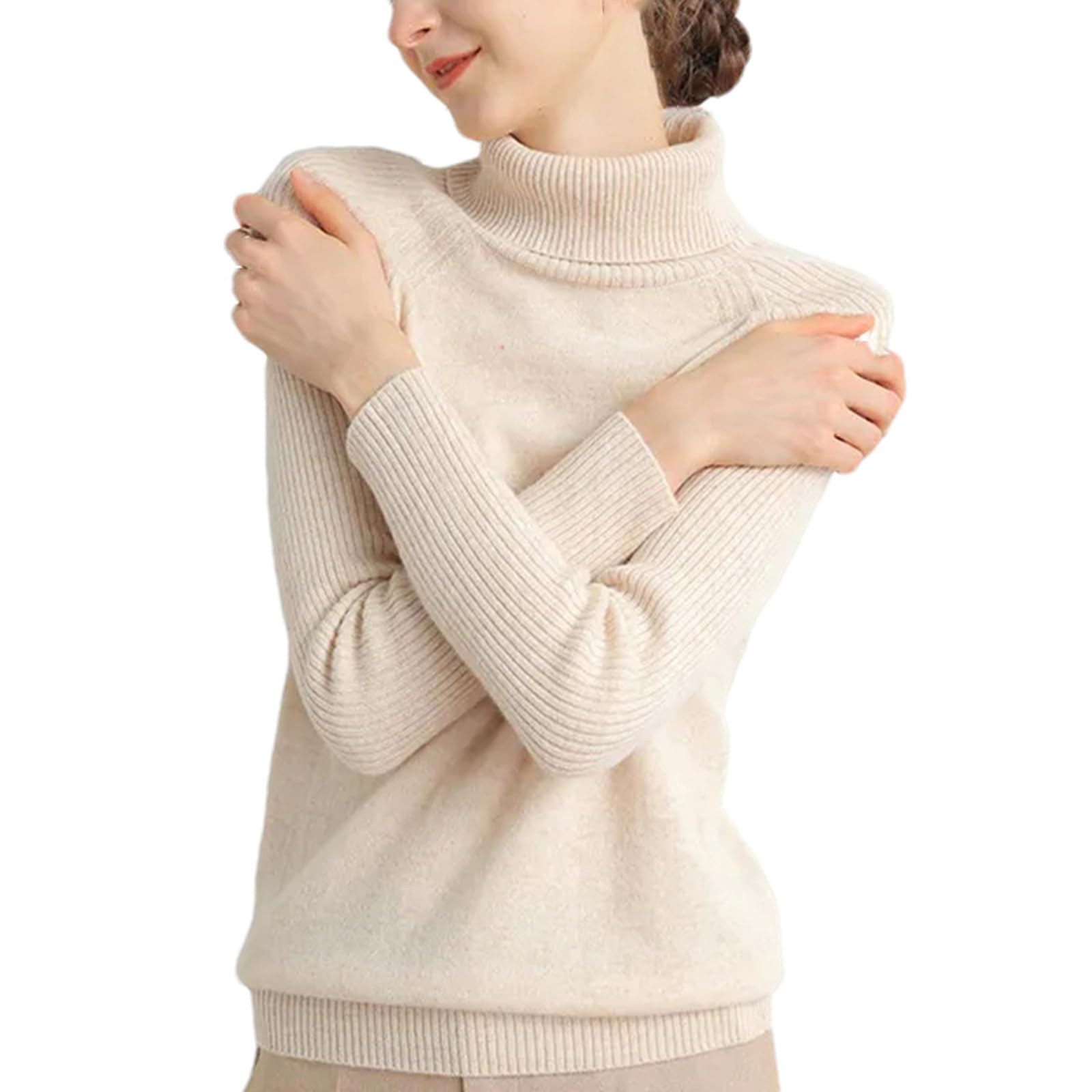 Maglione A Collo Alto da Donna in Lana Merino E Cashmere A Maniche Lunghe Maglione Autunno E Inverno Maglione Pullover Lavorato A Maglia