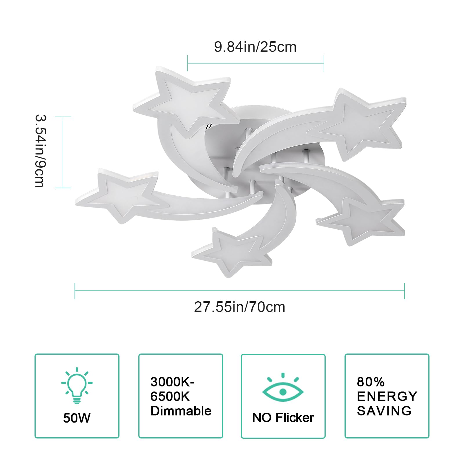 Goeco Lámpara LED de Techo Regulable, 50W 6200LM Plafon LED Techo Blanco con Mando a Distancia/APP para Salón Habitación Infantil, 3000K-6500K