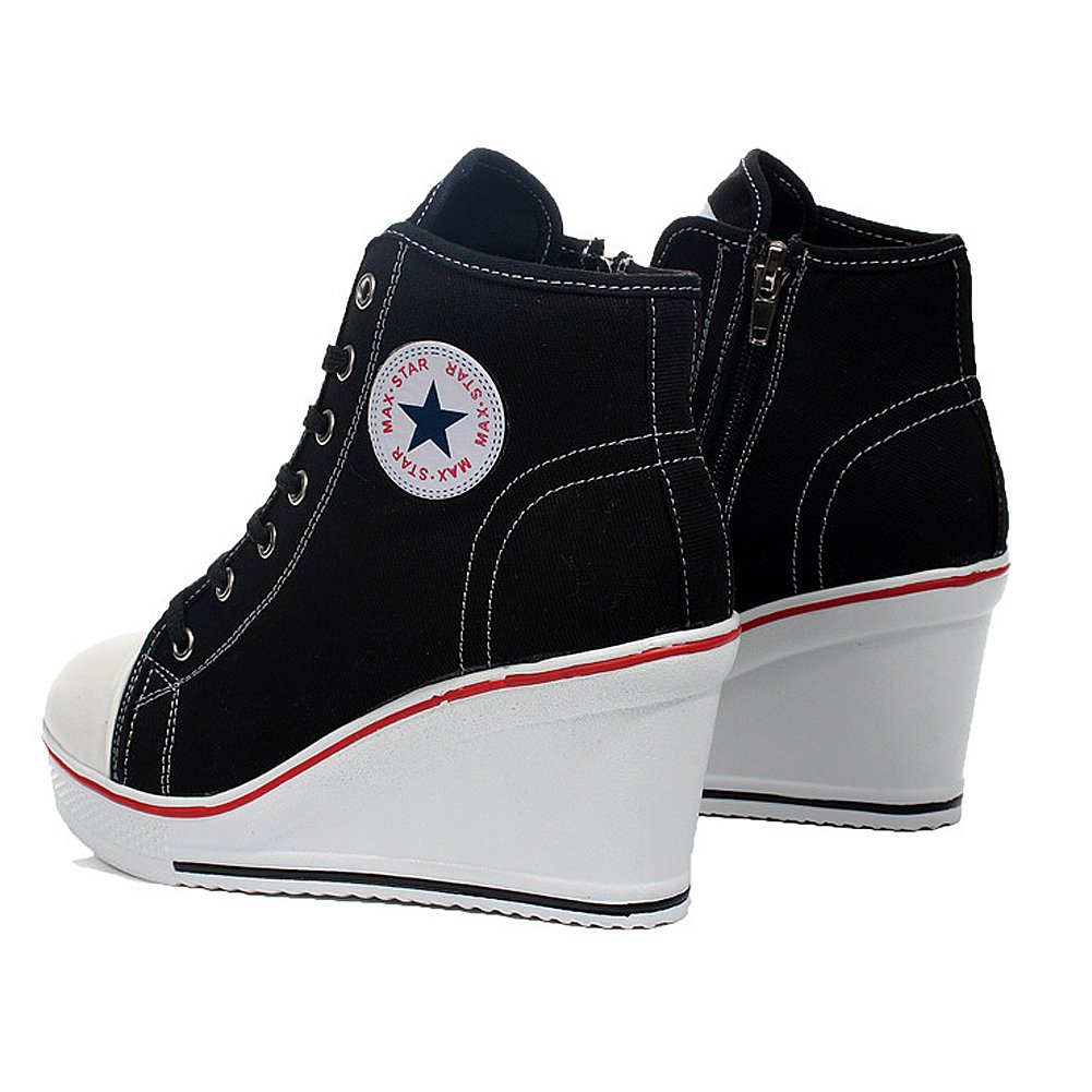 PADGENE Baskets Mode Compensés Montante Sneakers Tennis - Scarpe Casuel in tela da donna