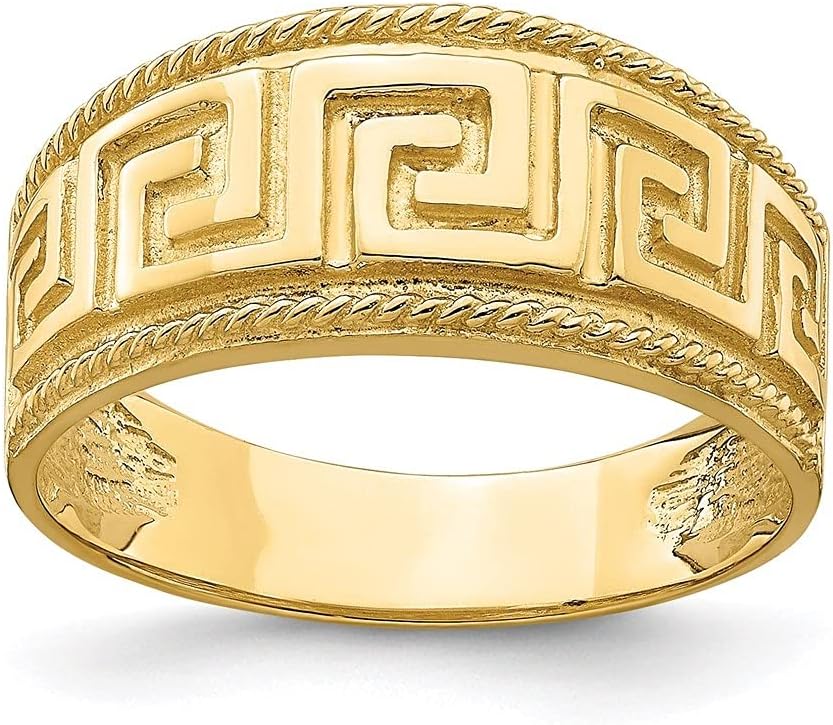 Diamond2Deal 14k Yellow Gold Greek Key Pattern Dome Ring