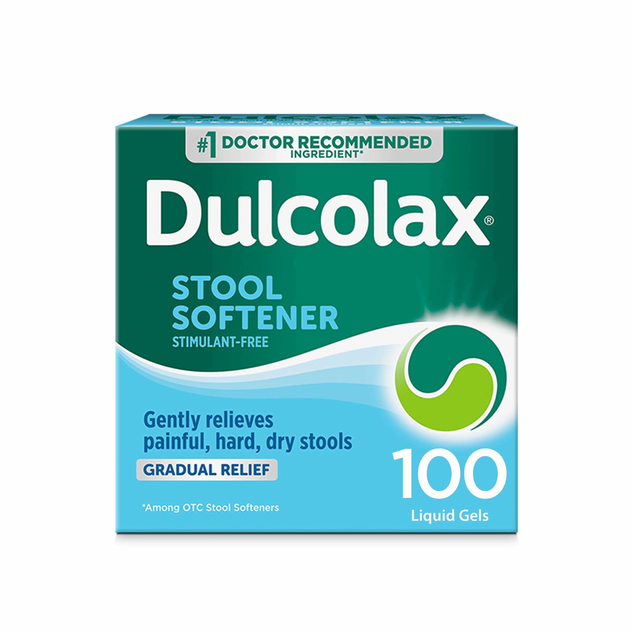 Dulcolax Stool Softener Laxative Liquid Gel Capsules 100 Count