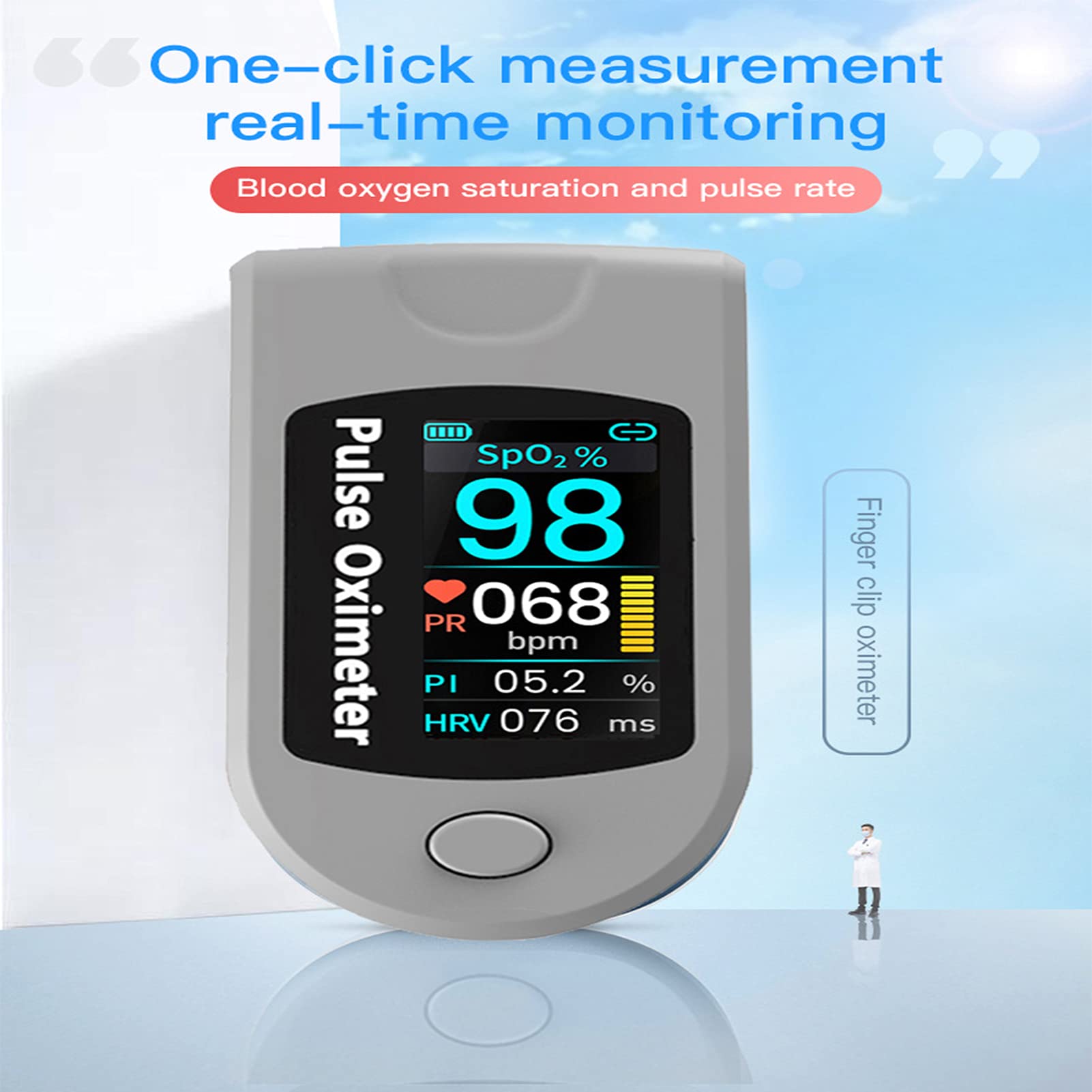 Ossimetro Portatile Monitor Per La Saturazione Di Ossigeno Nel Sangue Pulsossimetro Da Dito SpO2, Precisione Di Misurazione Superiore Registratore Squisito, Compatto E Leggero, Senza Batteria