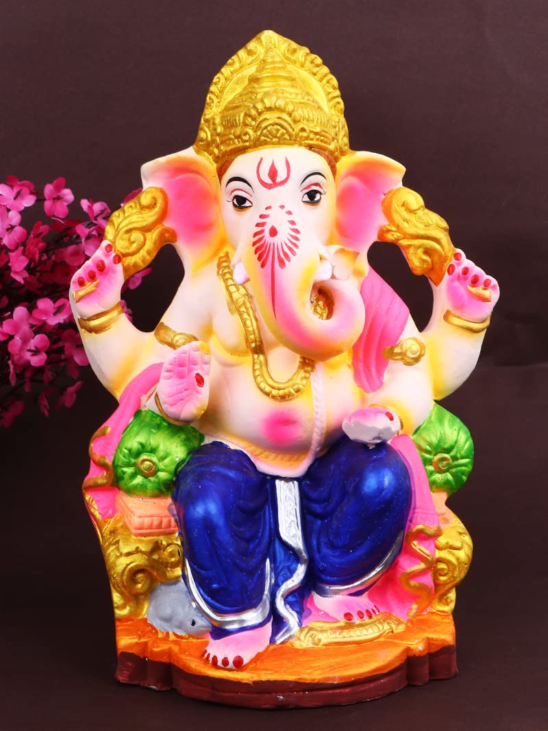 Buy Satvik 10 Inch Clay Eco Friendly Lord Ganesha Idol for Visarjan