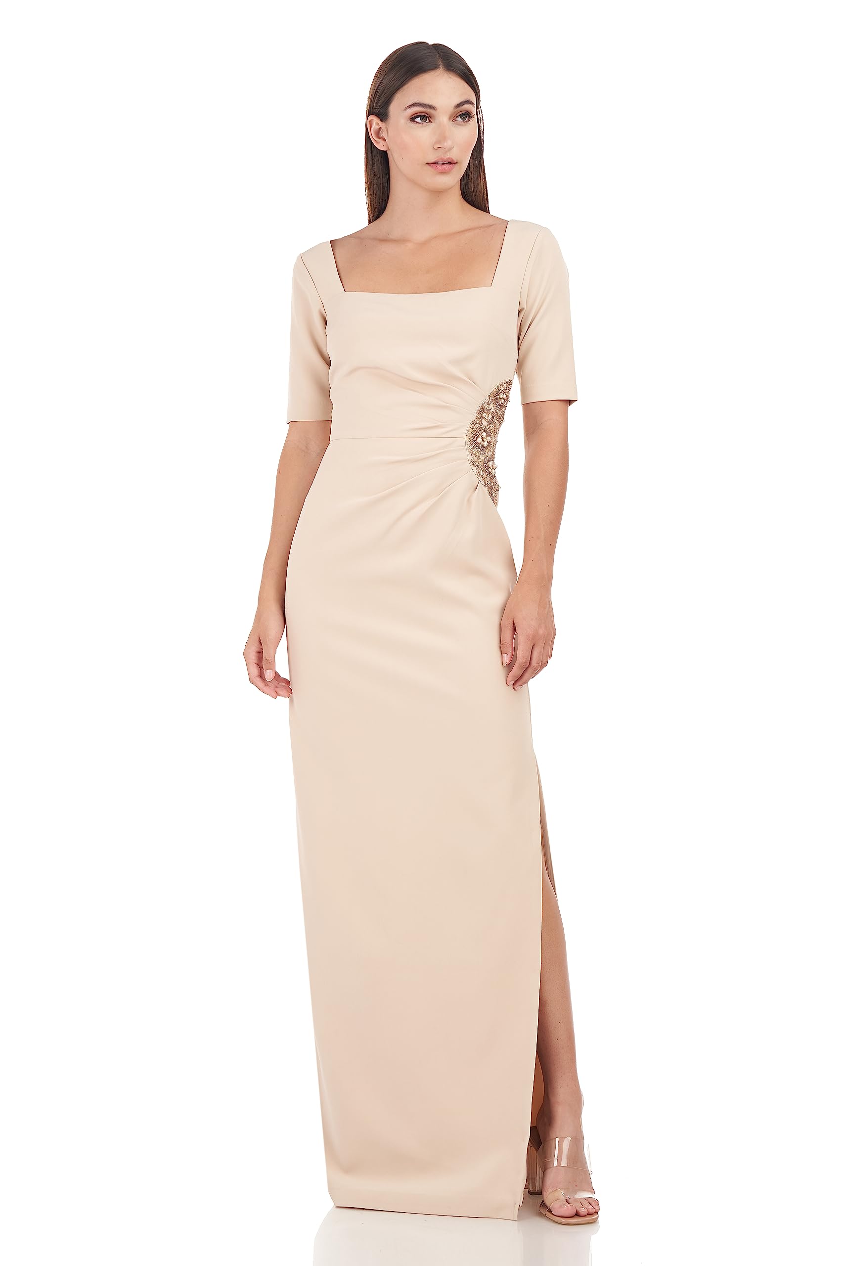 JS Collections Women's Ashley Draped Column Gown