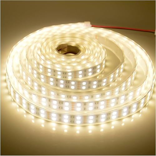 Vista 8 de Tira de luz LED superbrillante de 12 V, doble fila, 600 LED, manga impermeable IP67, sin fuente de alimentación (color sólido, blanco puro, 6000 K)