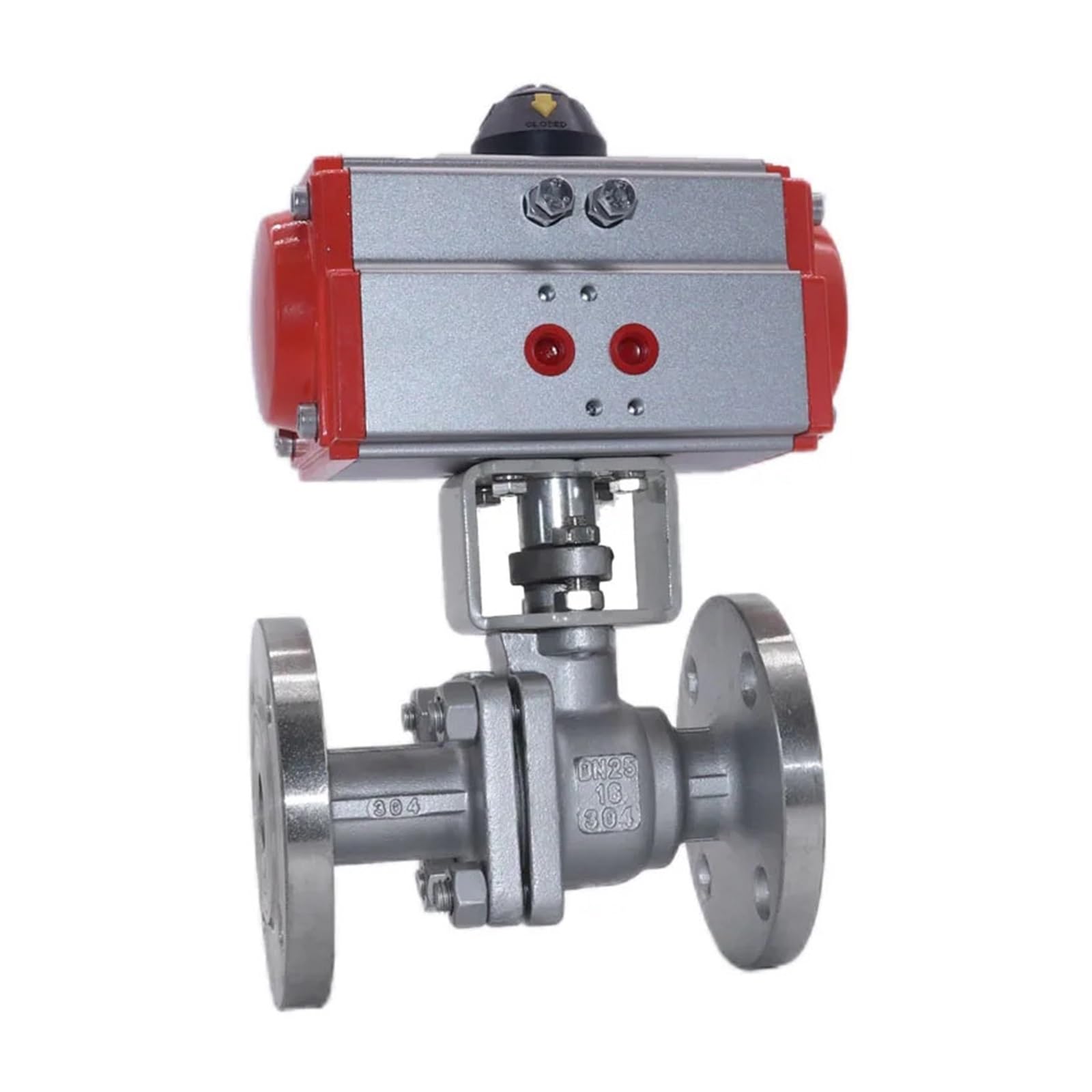 DN25 304 Pneumatic Flanged Ball Valve Double Acting Cylinder Flange Ball Valve