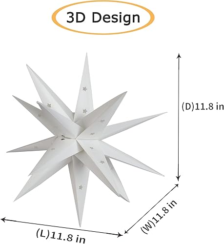 Miniatura 7 de OOLALOO Luz LED de estrella morava con USB, decoración de árbol de Navidad, impermeable, para ventana, patio, porche, decoración interior y exterior