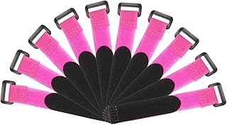 sourcing map Sujetacables con gancho y bucle de 5.9 x 0.7 pulgadas, reutilizable, con hebilla, ajustable, correa de alambre multiusos para gestión de cables pasacables, color rosa, paquete de 10