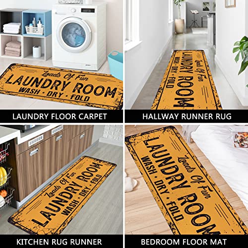 Homcomoda Farmhouse Laundry Room Runner Rugs With Rubber Backing Non Slip 20X59 Washable Laundry Room Mats Yellow Laundry Rugs And Mats For Laundry Room Decor #TOP6