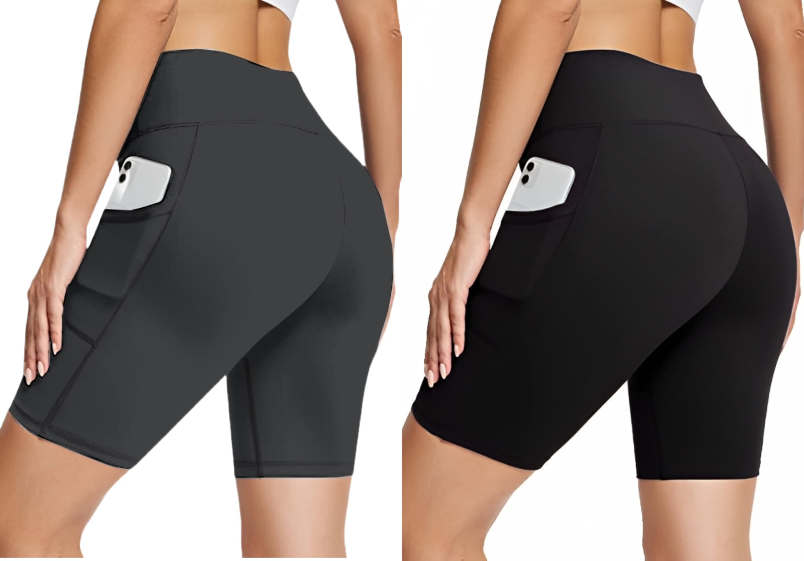 KASHIKAY CREATION Women’s Polyester Blend Shorts with Pockets Solid Pattern High Rise Waist Style Above Knee Length and Slim Fit | Shorts with Pocket | Workout Biker Tights for Fitness | Pack of 2-picture-10
