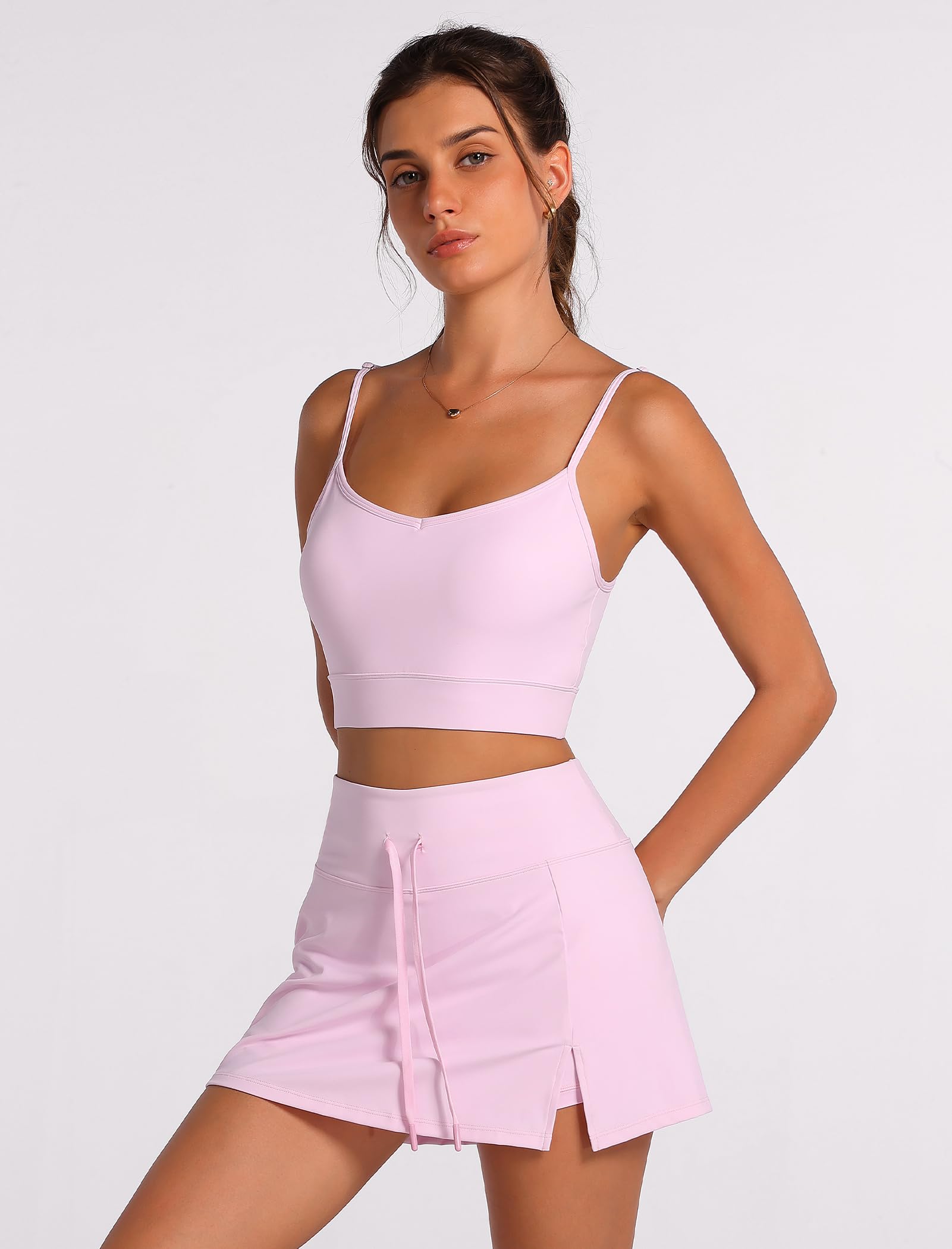 IDOPIP Jogginganzug Damen 3-teilig für Gym: UV-Schutz Sport Set Fahrradjacke mit Daumenschlaufen und Taschen + Tennisrock mit Hose + Sport BH - Tennis Outfit für Fitness Yoga Pilates Workout
