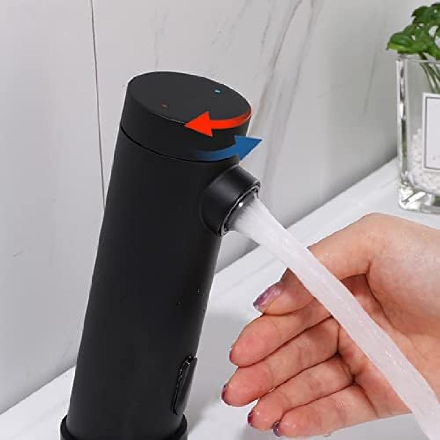 Sensor Taps Compatible with Wash Basin Hot and Cold Taps Automatic Sensor Touchless Bathroom Sink Bathroom Sink Tap, Matte Black,Black,Sink