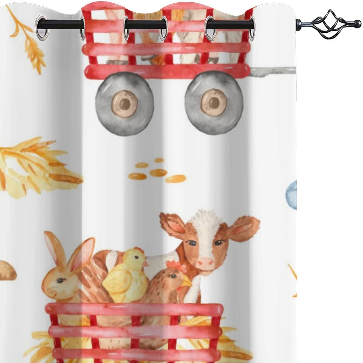 Traktor Vorhänge Kinderzimmer - Abdunkelnd 150x166cm - 2-teiliges Set Mit Ösen