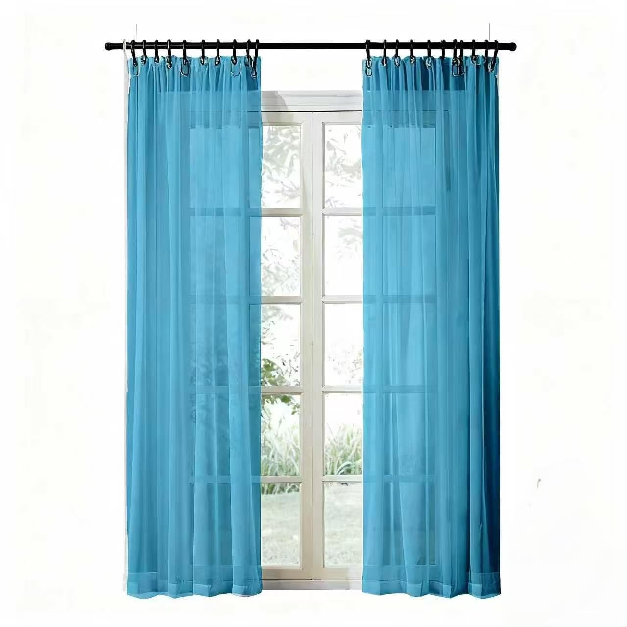Rideaux transparents bleu clair 110x240 cm par lot de 2 pour salon HOCEDO
