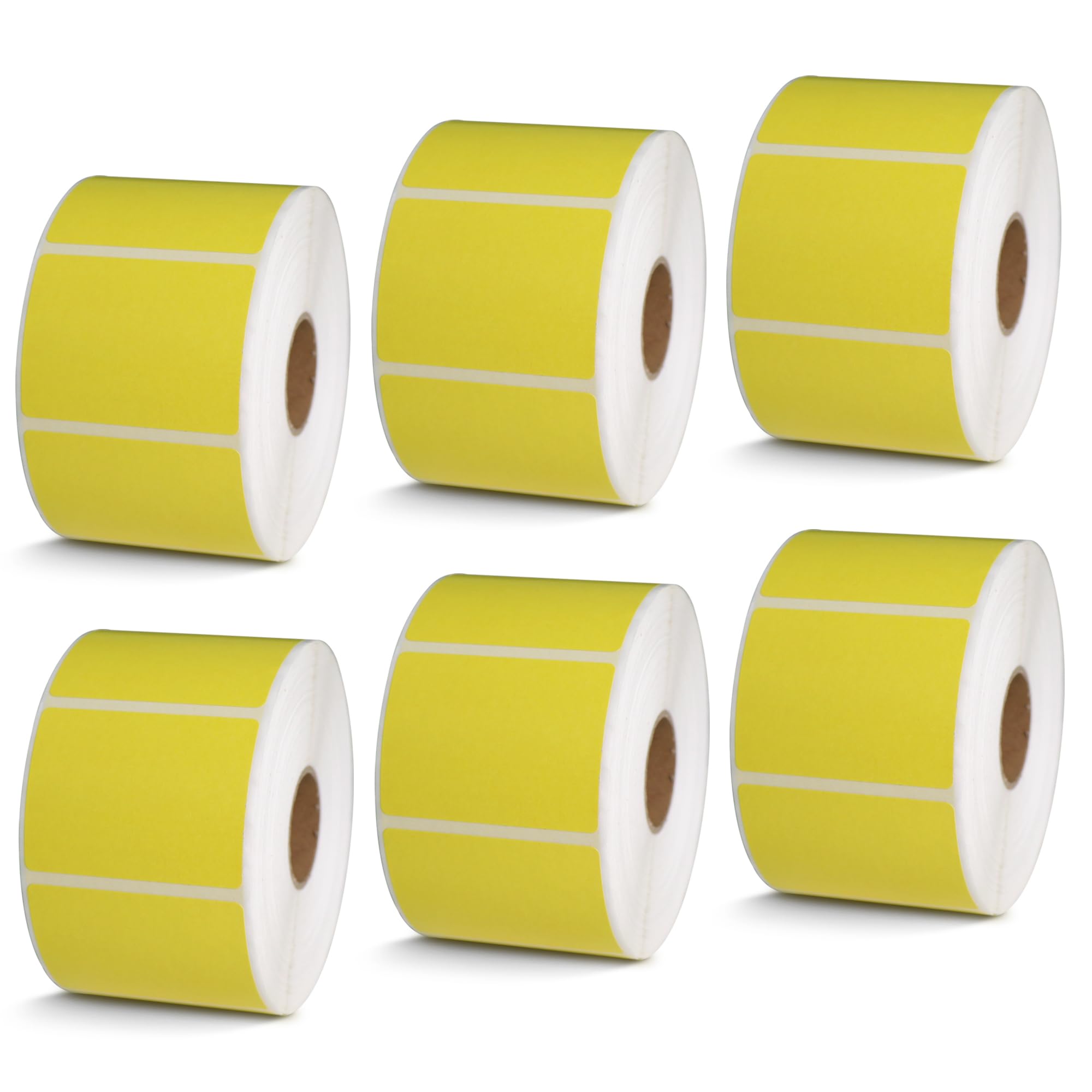 BETCKEY - Etiquetas de código de barras y dirección UPC de 2 x 1.5 pulgadas compatibles con impresora de etiquetas Zebra & Rollo, adhesivo premium y perforado [amarillo, 6 rollos, 6000 etiquetas]