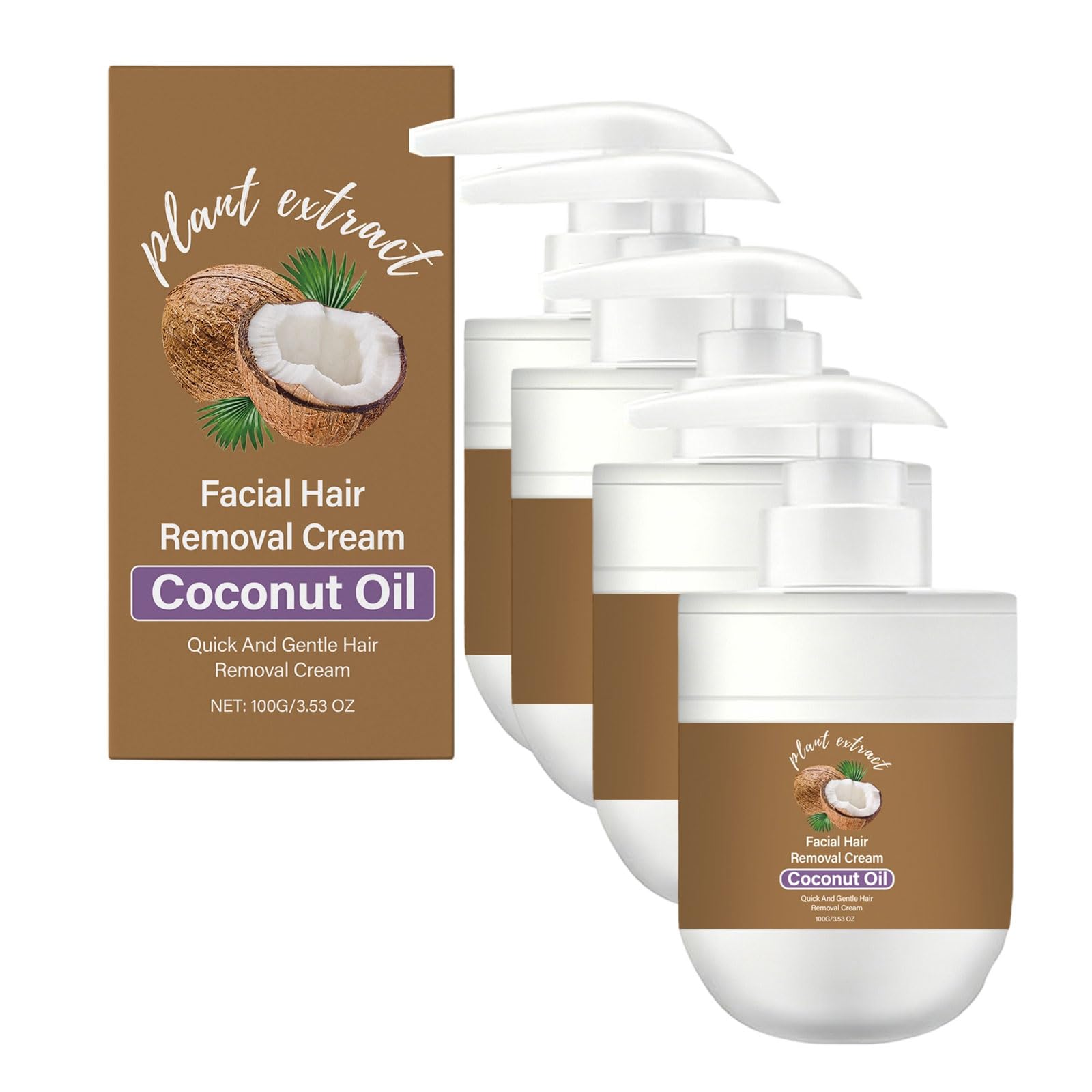 Crema depilatoria facial, No irritante, Extractos naturales, No Deja Puntos Negros, Depilación rápida, Sin Dolor, Reduce El Crecimiento Del Cabello, Para hombres y mujeres, 100g (4 pcs)
