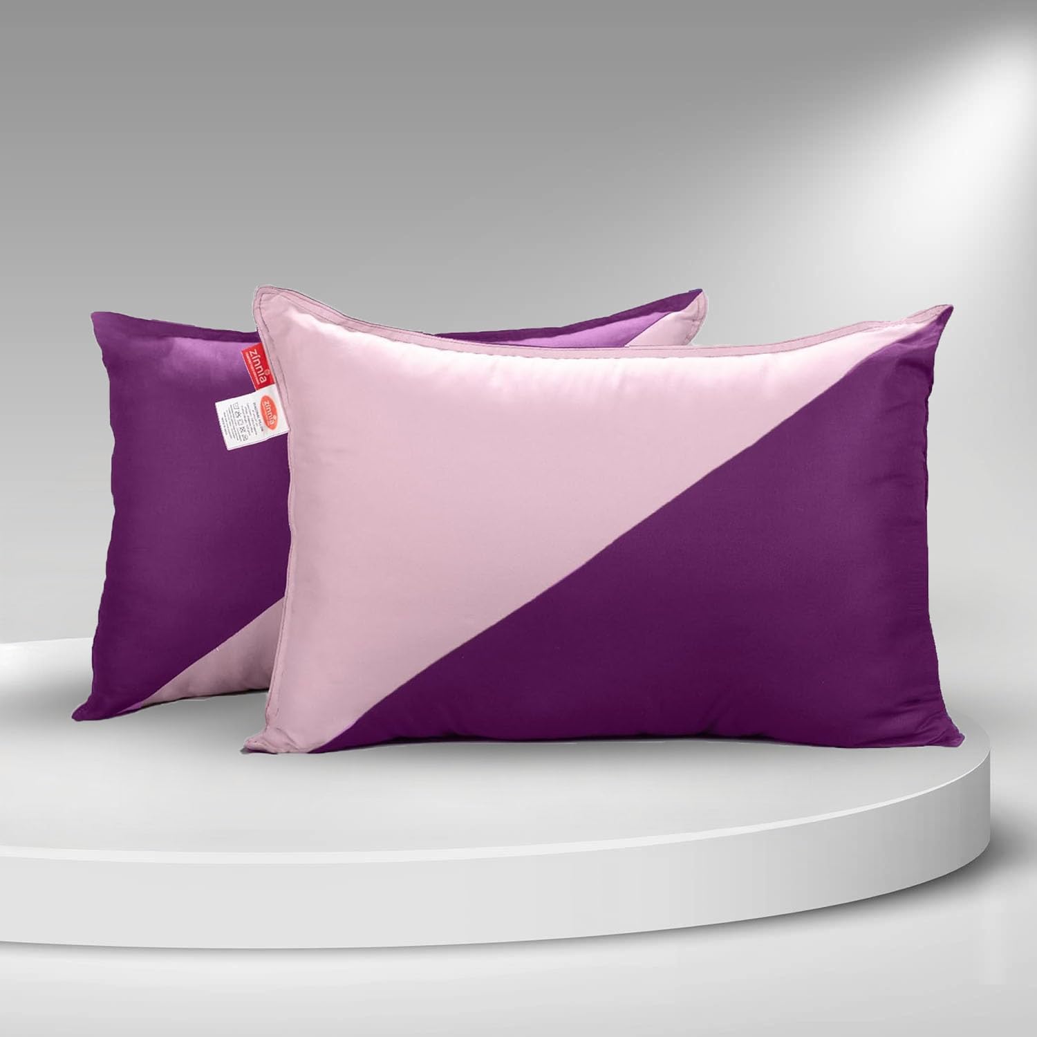 Zinnia Diagonal Super Soft Microfiber Pillow for Sleeping, Basic Size 41 x 61 cm, Mild Pink/Purple | Pack of 2 (B0CCNQ8J69) Amazon Price History, Amazon Price Tracker