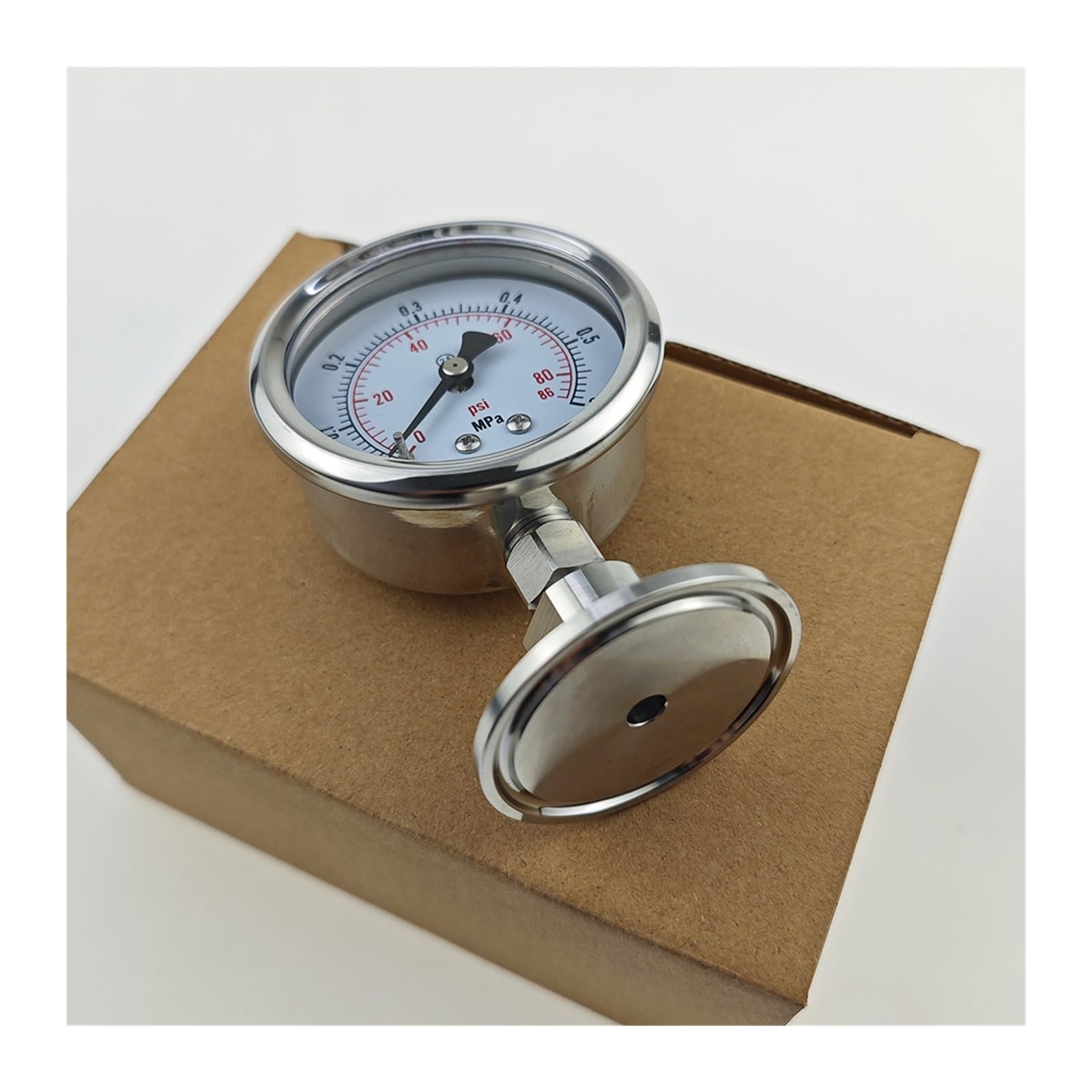 Druckmessgerät, Manometer SS304 Edelstahlgehäuse mit SS316 Tri-Clamp 1,5 "Tri-Clamp Manometer Mpa/Bar/psi(150mm dia,0-10Bar)