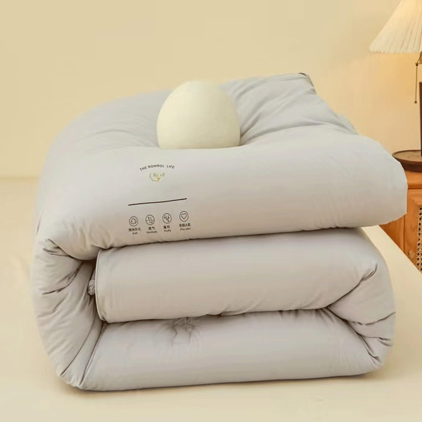 LLiuvcc Warm Weight Wool Comforter for Winter,100% Australian Wool Filling，Breathable Natural Duvet for All Seasons(Gray,200x230cm(4KG))