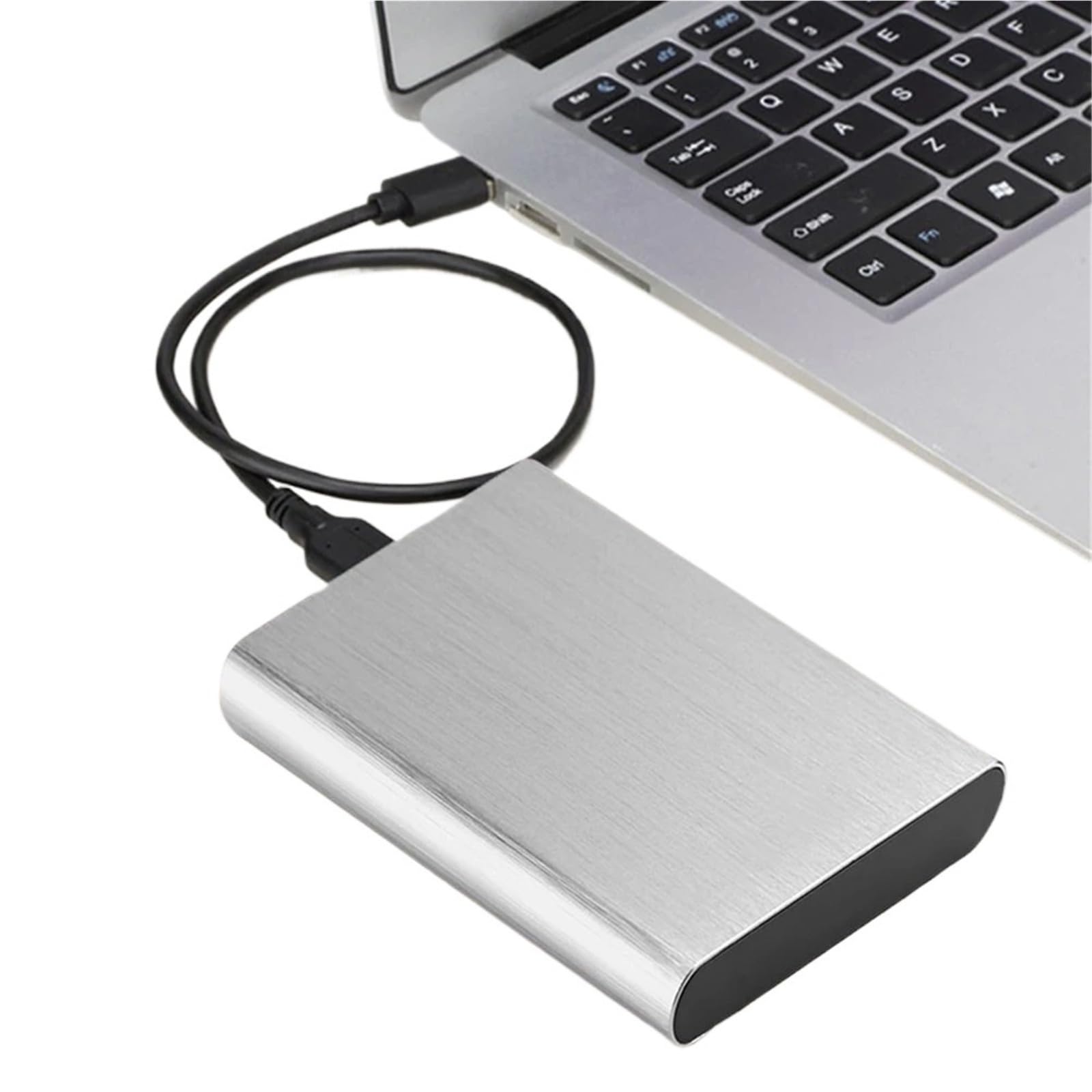 Disco Duro Externo portátil de 1TB Tableta de Almacenamiento de Metal de Juego de 25 Pulgadas Compatible con Dispositivos(Silver)