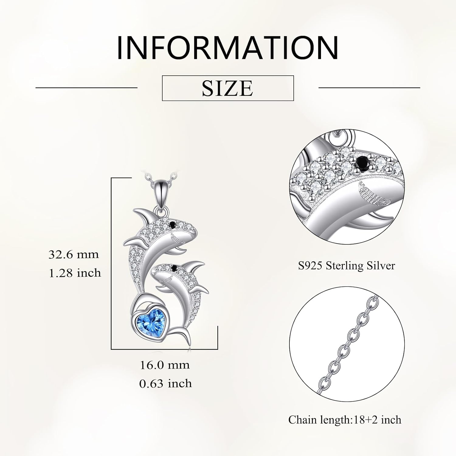 Shark Necklace S925 Sterling Silver Marine Animals Pendant Ocean Jewelry Gifts for Women Men - Image 3