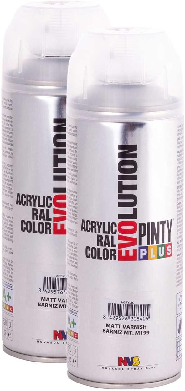 Pintyplus Evolution Spray Paint - 11oz, Solvent Based, Acrylic Spray Paint. Multiple Applications Including Wood, Stone, Cardboard, Paper, & Cardboard. Matte Varnish