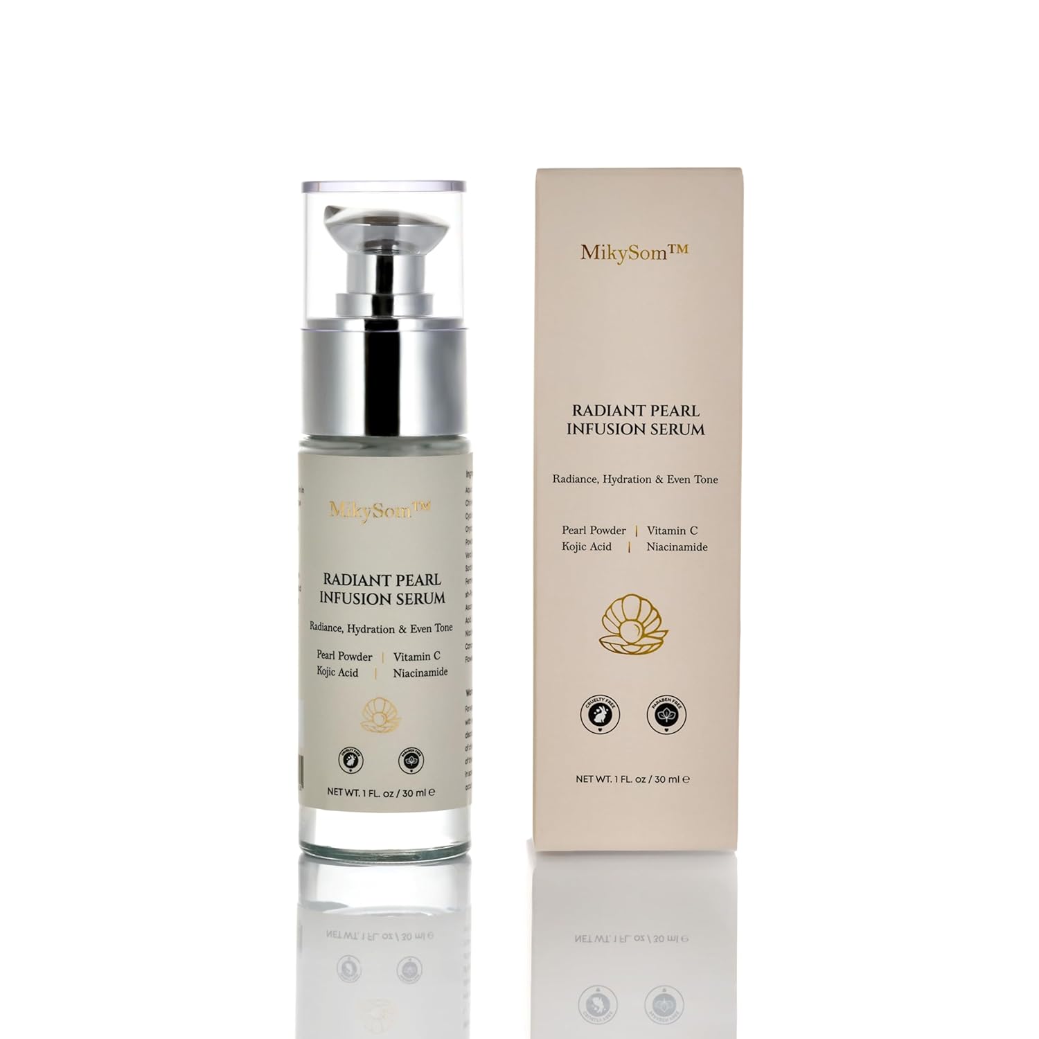 MikySom™ Radiant Pearl Infusion Face Serum with Vitamin C – Brightening & Hydrating (30ml)