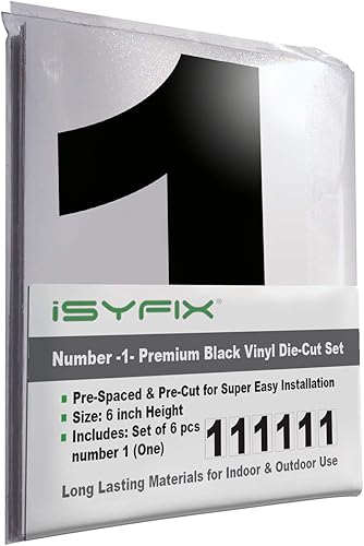 Vista 27 de iSYFIX Calcomanías de vinilo negro número 4 (cuatro) - 6 paquetes de 10 pulgadas autoadhesivas - Calcomanía troquelada y preespaciada para buzón, 4