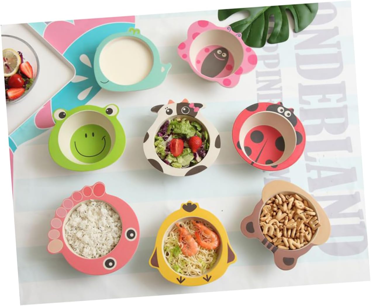 ABOOFAN Bamboo Fiber Kids Bowl Unbreakable Children S Tableware Lightweight Eco-Friendly Toddler Dinnerware for Outdoor Camping Picnics Frog Design 6.69X6.49X1.88In