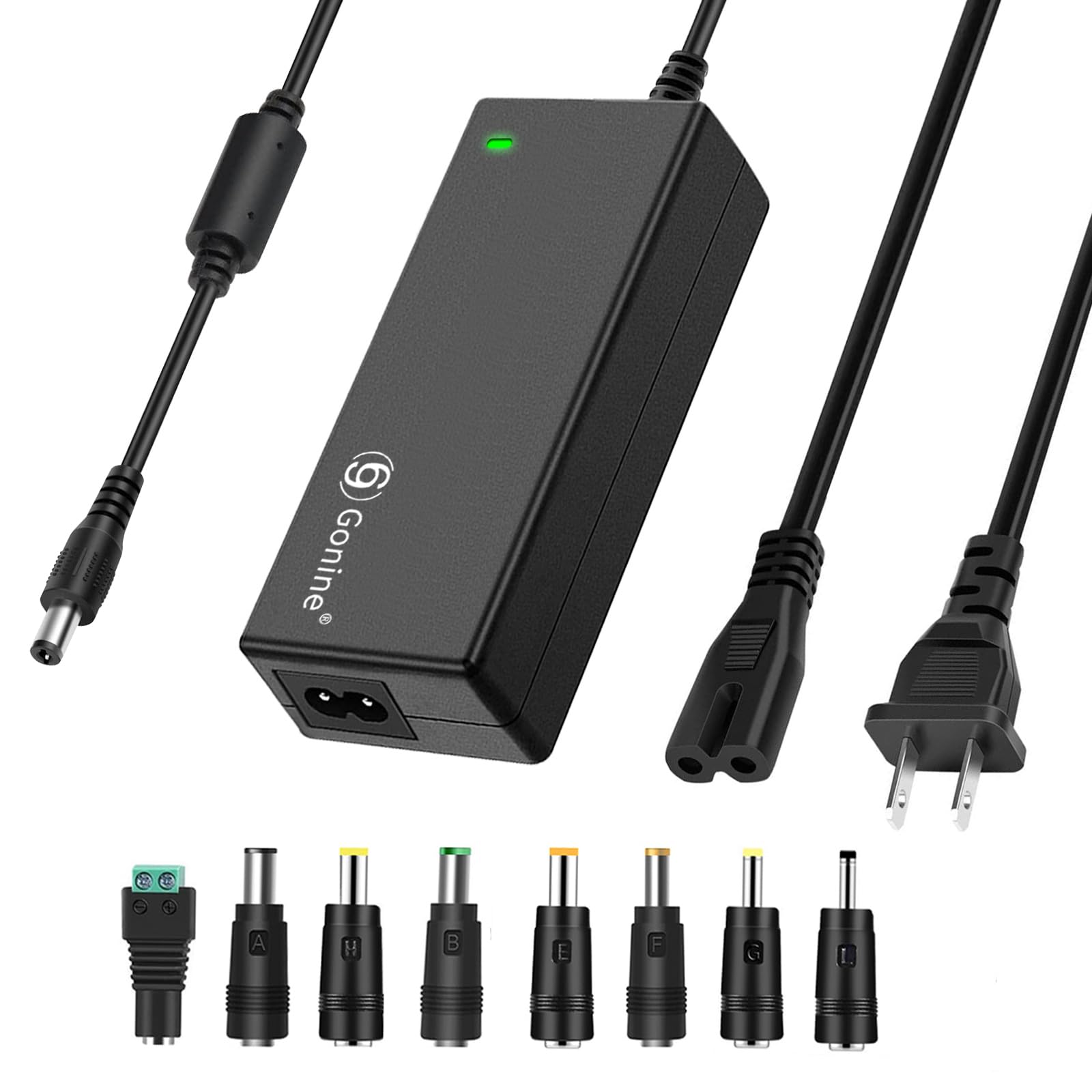 Gonine 24V 2.5A DC Power Supply Adapter, AC 100-240V 50-60Hz to 24Volts 2.5Amps Transformer for 24Vdc 0.1A~2.5A 1A 1.5A 2A Devices.