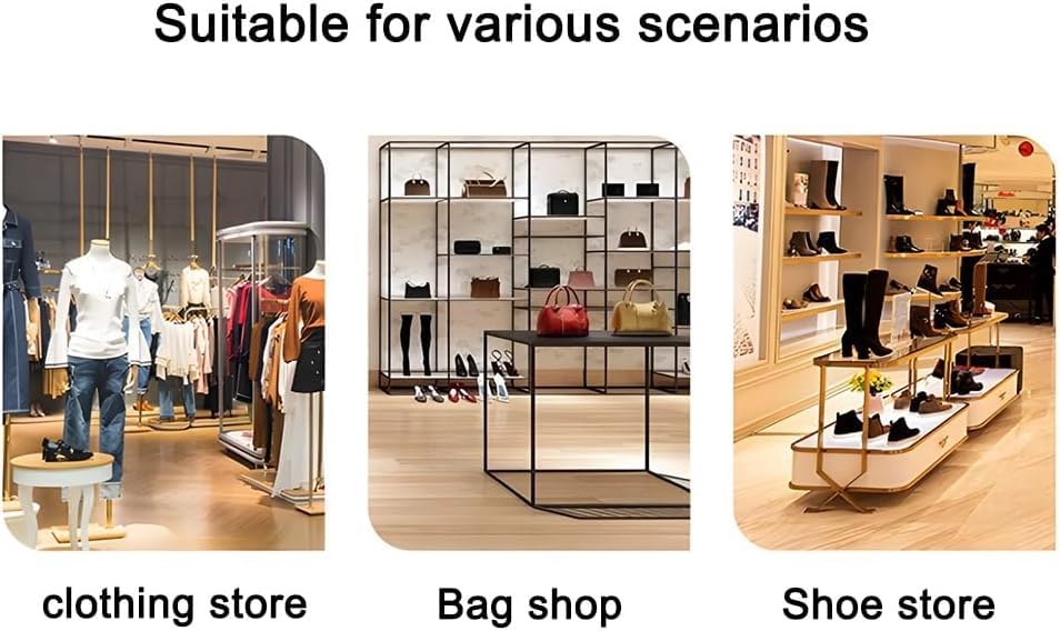 Modern Standing Display Riser Shelf, Metal Shoe Handbag Countertop Display Stand, Stepped Clothing Store Display Stand, for Retail Stores Home Hotel(Gold,80x48x60 cm/31x19x24 in)
