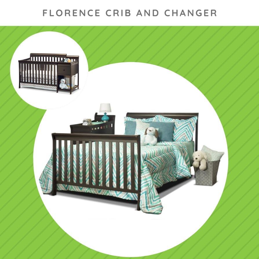 Image of Full-Size Conversion Kit Bed Rails for Sorelle Crib & Changer Combos - Solid Wood Rail - Toddler & Adult Rail for Full-Size Beds - Nursery & Baby Furniture (Espresso - Florence Crib & Changer)
