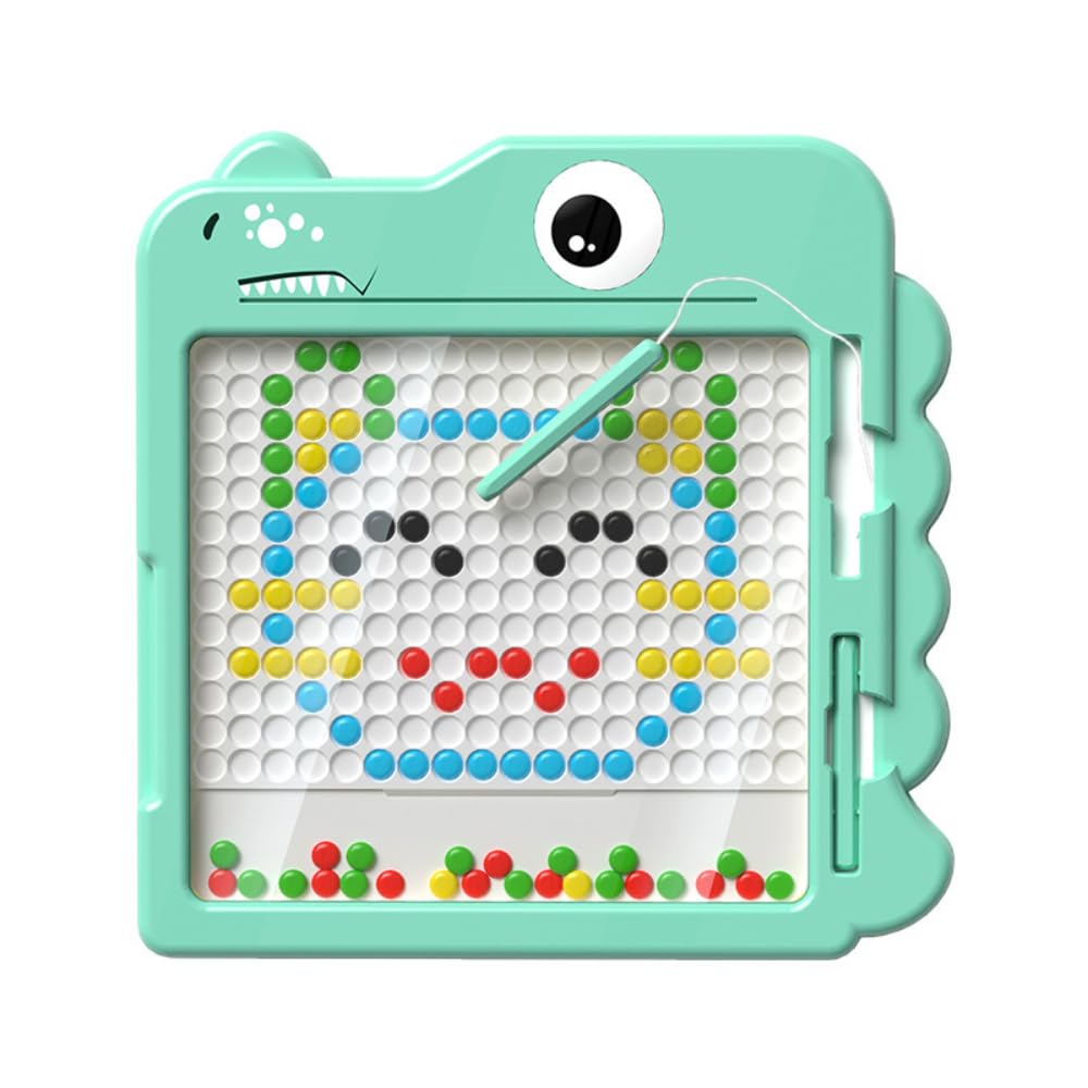 Mandarooker Magnetic Drawing Board，Large Magnet Doodle Board with Pen and Dot Beads,20 Colored Pattern Cards,Montessori Toys and Travel Toys
