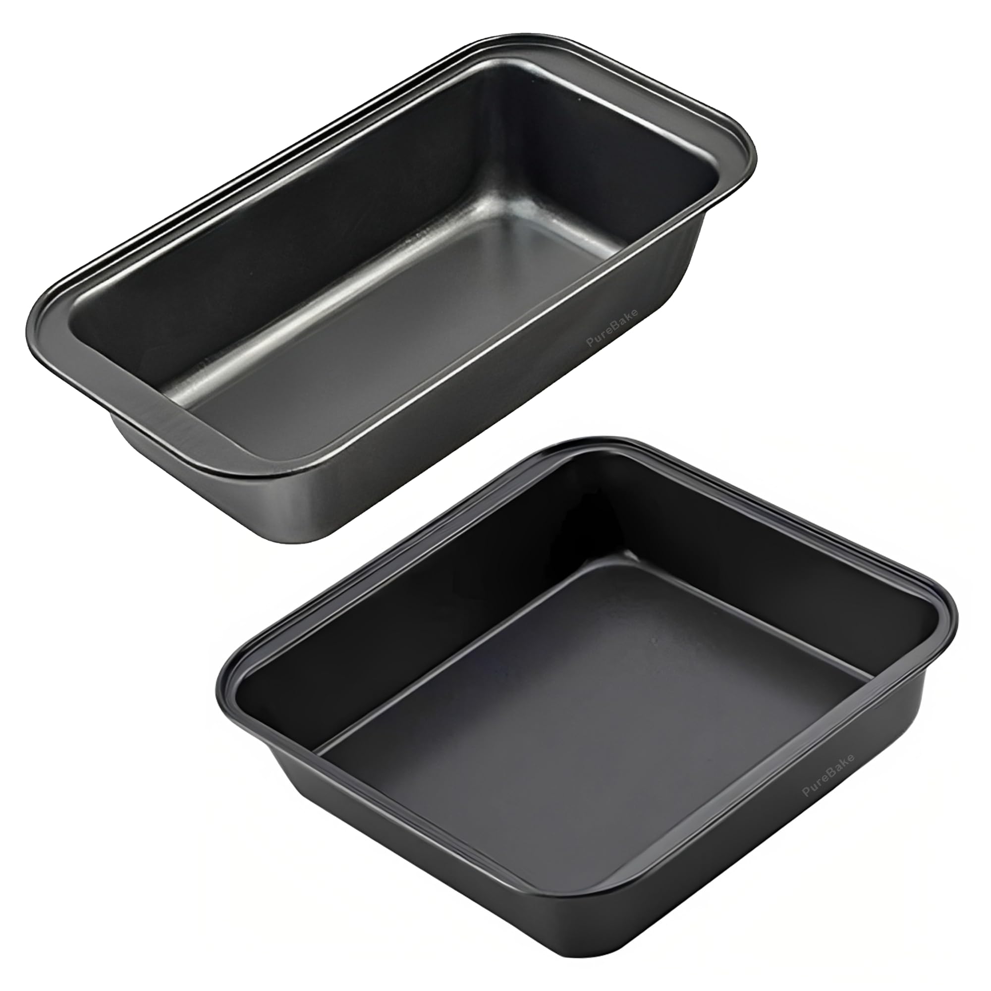 PureBake Premium SGS Certified Bread Loaf Tin/Pan/Mould Rectangular Cake Mould for Baking Non Sticky Tin Teflon Coating, Black