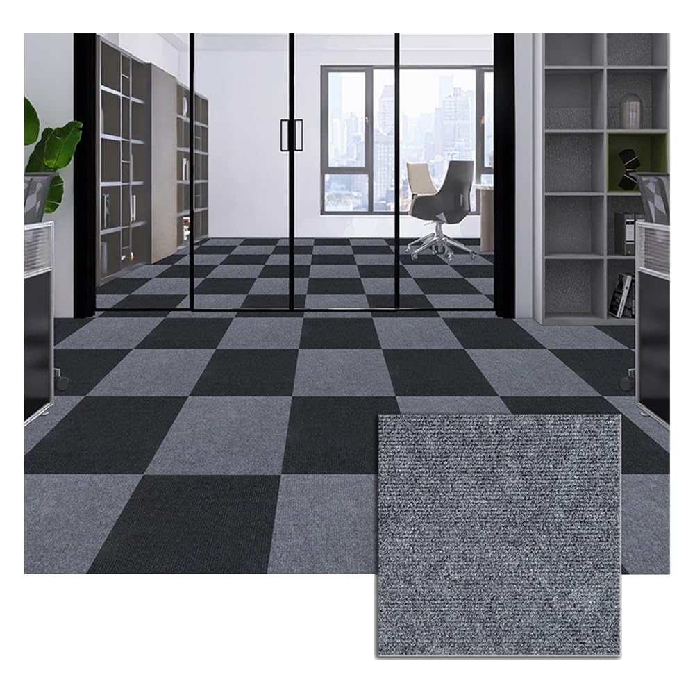 Dalles de Moquette Auto-Adhésives, 30X30 CM, Moquette Autoplombante pour Salon, Chambre, Bureau, Revêtement de Sol Antidérapantes et Résistantes,Gris 1,30 Pièces