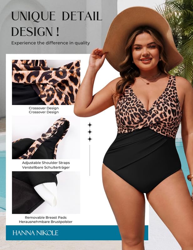 Hanna Nikole Maillot de bain femme grande taille Push Up élégant Crossover Monokini réglable confortable