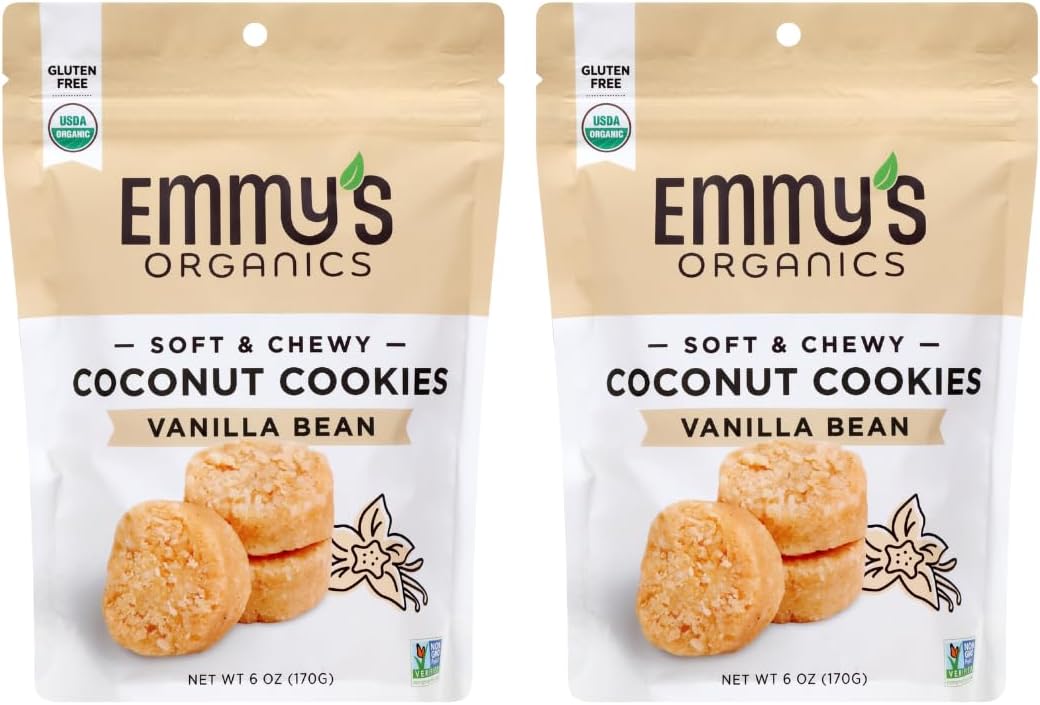 Organics Vanilla Bean Coconut Cookies (Pack of 2) | Gluten-Free, Organic, Vegan, Paleo-Friendly
