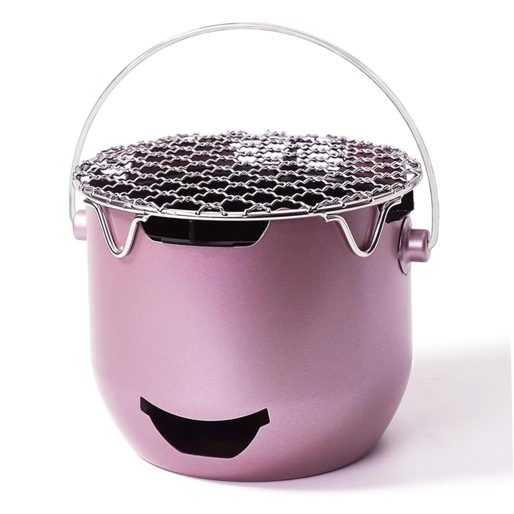 Grill à charbon portable pour camping et pique-nique entre amis avec ce mini-gril violet