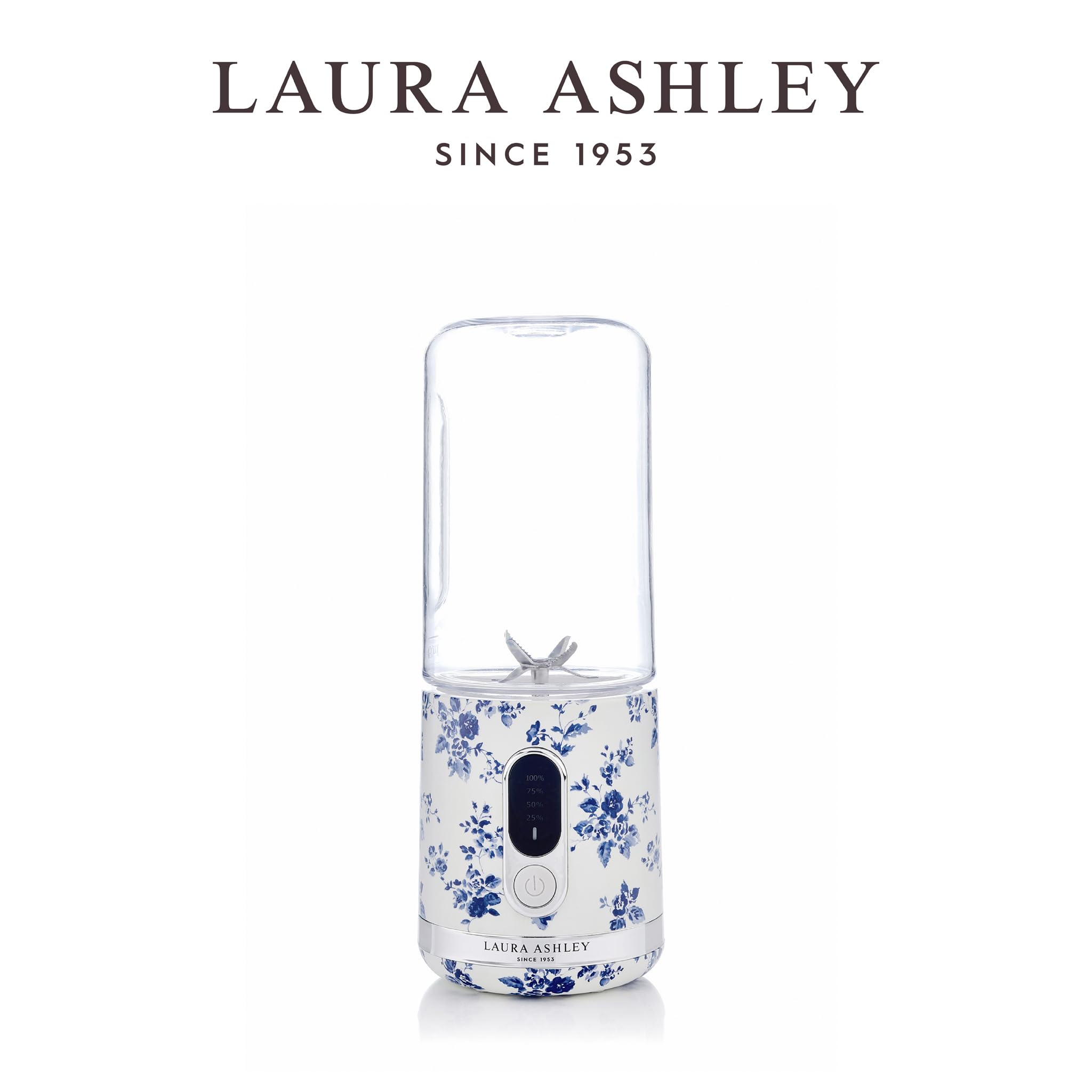 Laura Ashley Portable Blender Smoothie Maker to Go mit China Rose Design und 450 ml Flasche von VQ – USB Aufladbarer, Leistungsstark, und Kompakter Smoothie Mixer, Perfekt für Küche, Sport, und Reisen