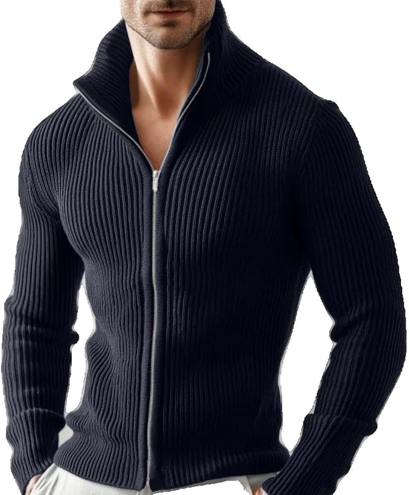 Xingfenly Spring and Autumn Sports Casual Solid Men' Jacket, Zipper Baseball Cardigan Jacket