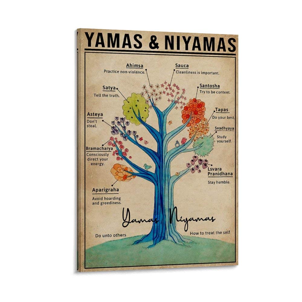 xingyao Retro Poster Yoga Poster Yamas And Niyamas Raja Yoga Canvas Art Poster and Wall Art Picture Print Modern Family bedroom Decor Posters 20x30inch(50x75cm)