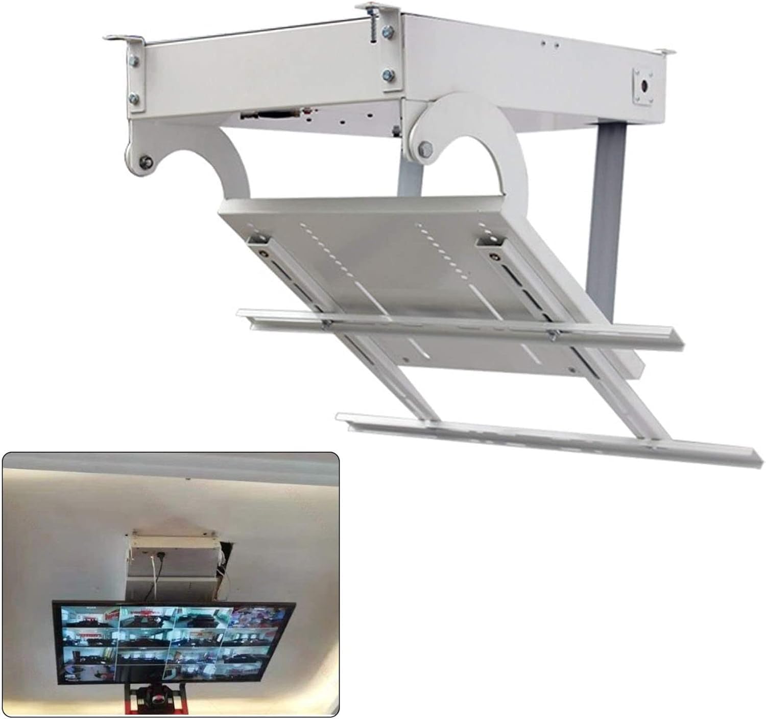 Support TV de plafond à angle réglable électrique avec télécommande pour grand écran