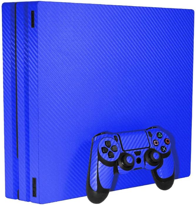 3D Carbon Fiber Candy Blue - Air Release Vinyl Decal Mod Skin Kit by System Skins - Compatible with PlayStation 4 Pro Console