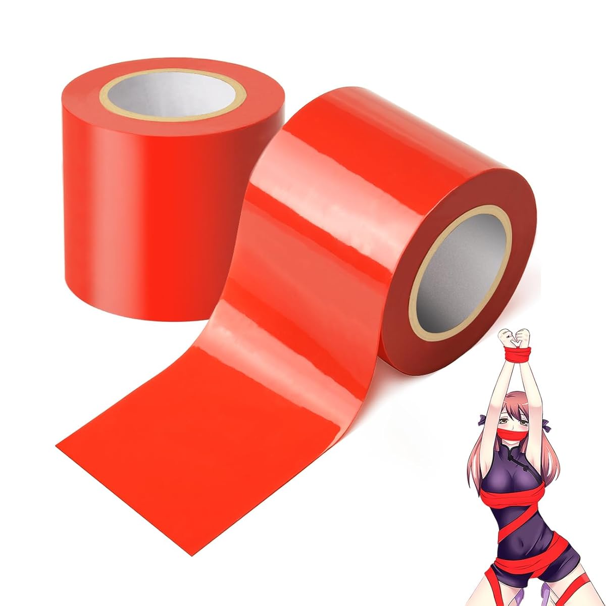 Sexyhot ボンテージテープ 拘束テープ SMグッズ SMテープ 拘束具 簡単拘束 静電気 非粘着 16M仕様 2個セット SM縛り 調教グッズ 男女兼用（赤）