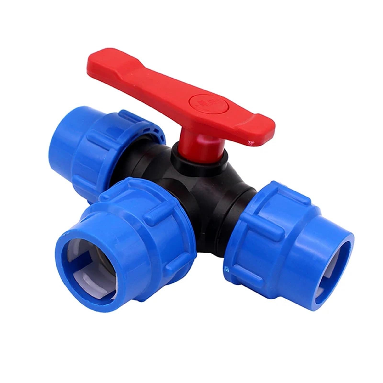 Conector rápido de tubería de PE de 1/2", 3/4", 1", 1-1/4", 1-1/2", válvula de 3 vías, válvula de bola de plástico tipo T, accesorio for tubería de agua(2",Black Type)