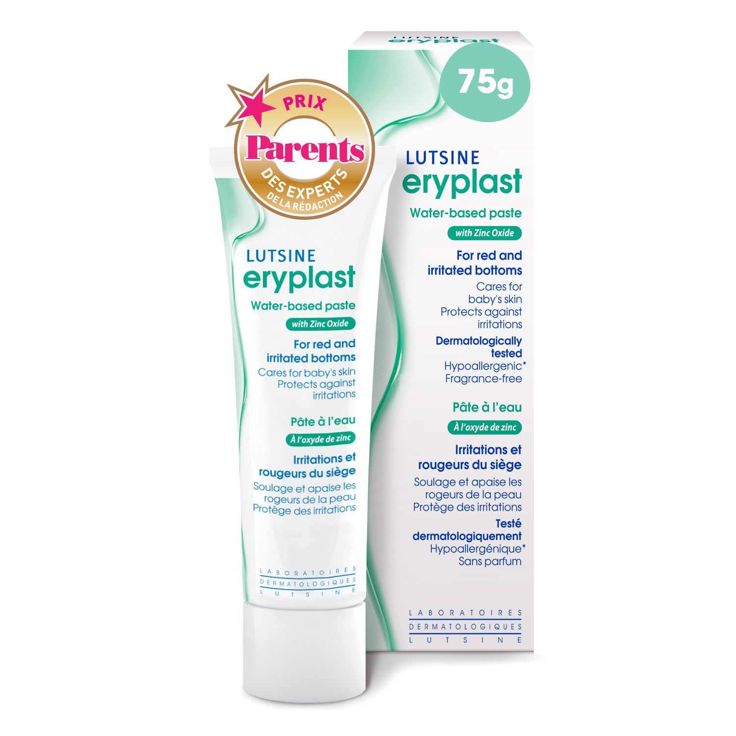 Eryplast Pate a l'eau bebe 75gr - Prévient et traite l'érythème fessier - Creme Change Bebe Soigne, Apaise et Protège les rougeurs du siège - Hypoallergénique, sans parfum. Testé Dermatologiquement
